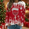 thumbnail image 5 of Craaazy Women's Long Sleeve Christmas Shirts Crewneck Santa Fashion Tops Gifts, 5 of 8