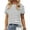Gray, variant on Langwyqu Summer Short Sleeve Stripe T Shirt Women Casual Round Neck Tops