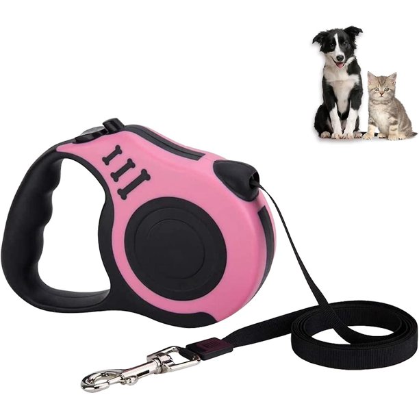 Correa Retráctil Para Perros, Correa Retráctil Para Perros De 5 M, Con Mango Antideslizante, Para Perros Pequeños, Medianos Y Grandes, Rosa