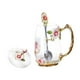thumbnail image 1 of Taza de té con forma de flor esmaltada con cuchara, taza de agua, taza de té con tapa, taza de té de vidrio para amigos, mamás, graduaciones, niñas, M, 1 of 8