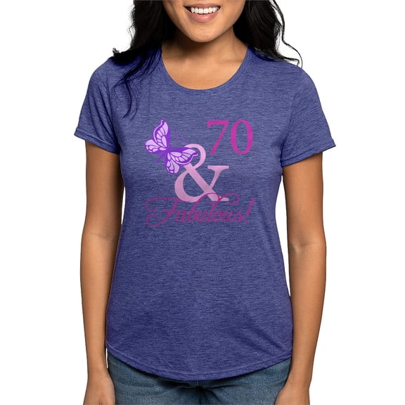 CafePress - 70 & Fabulous (Plumb) T Shirt - Womens Tri-blend T-Shirt