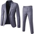 thumbnail image 1 of 1 Set Men Blazer Pants Set Solid Color Long Sleeve Slim Fit Turndown Collar Temperament One Button Pockets Suit Set Male Clothes, 1 of 4