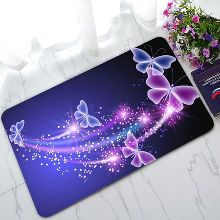 - GCKG Pink Purple Butterfly Shining Light Non-Slip Doormat Indoor/Outdoor/Bathroom Doormat 30 x 18 Inches