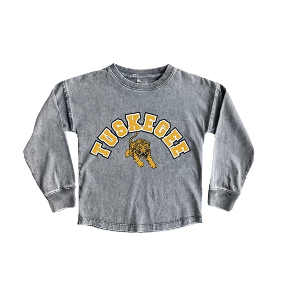 Girls Youth Gameday Couture Gray Tuskegee Golden Tigers Faded Wash Pullover Top