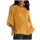 thumbnail image 1 of Vestidos Casuales Para Mujer, Blusas De Mujer De Moda Blusa holgada con hombros descubiertos y cuello redondo con mangas cortas para mujer, 1 of 6