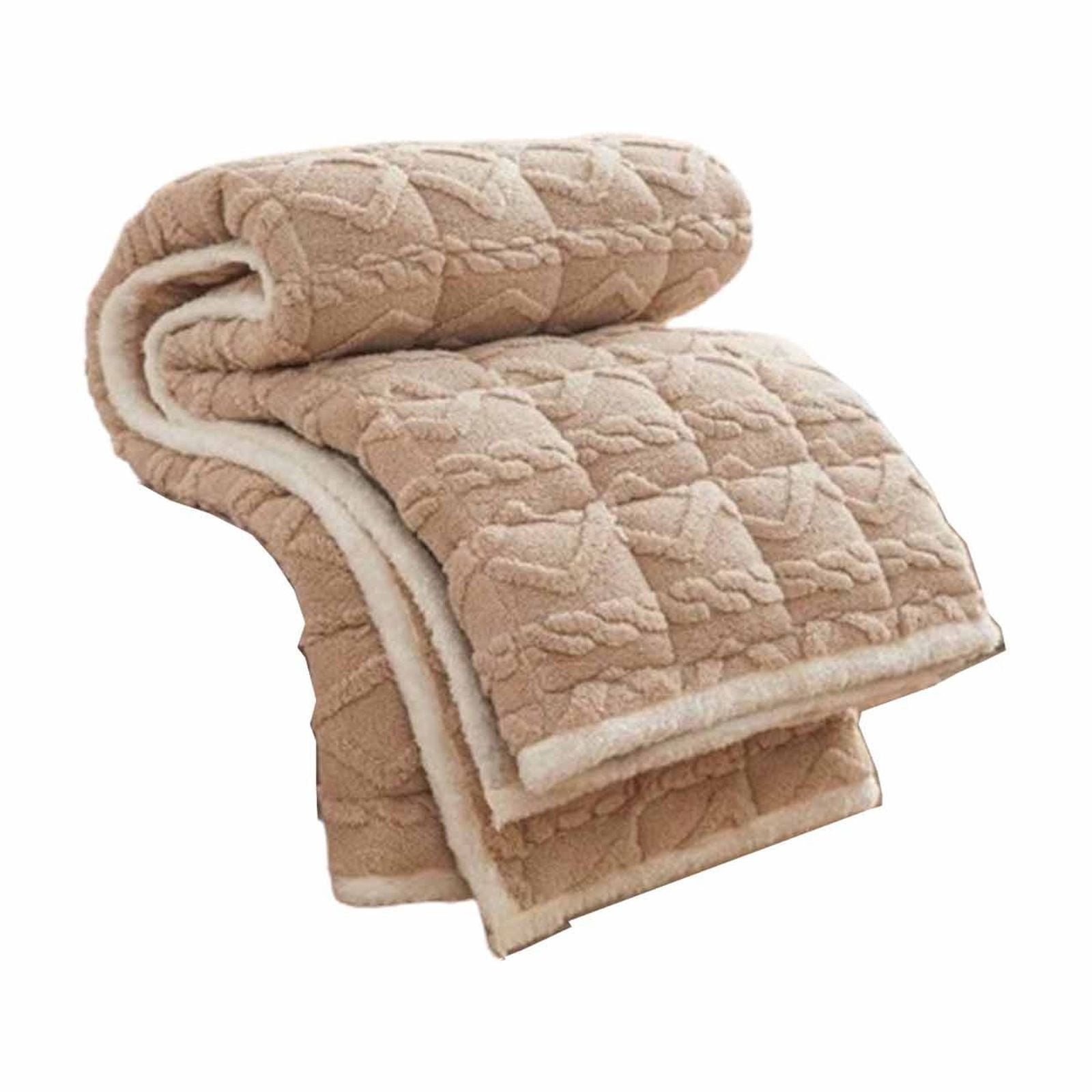 Thick Velvet Mattress Pad Quilted Flannel Mattress Topper Non Slip Bottom Soft Warm Foldable Bed Pad Polyester Fiber Washable Mattress Protector For Winter Bedding