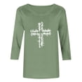 thumbnail image 4 of UVEASISHA Women's Christian Cross T-Shirt 3/4 Sleeve Religious Print Casual Faith Tops loose fit casual tops for dailywear Green L, 4 of 6