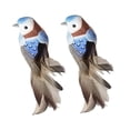 thumbnail image 4 of 2 estatuas decorativas de pájaros emplumados, figuritas de pájaros para el escritorio del hogar Azul Sharpla Aves artesanales emplumadas, 4 of 8