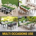 thumbnail image 5 of Green Christmas Table Cloths for 8 Foot Rectangle Tables, Xmas Tree Snowflake Stars Winter Rustic Patio Waterproof Elastic Fitted Tablecloths, Washable Rectangular Table Cover for Camping, 5 of 8