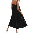 thumbnail image 4 of Qiylii Women's Summer Boho Spaghetti Strap Square Neck Solid Color Ruffle A Line Beach Long Maxi Dress, 4 of 5