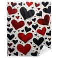 thumbnail image 4 of Red Black Heart Print Flannel Blanket, Soft Warm All-Season, Machine Washable, for Bed Sofa Living Room, Halloween Christmas Valentine Decor, 4 of 7