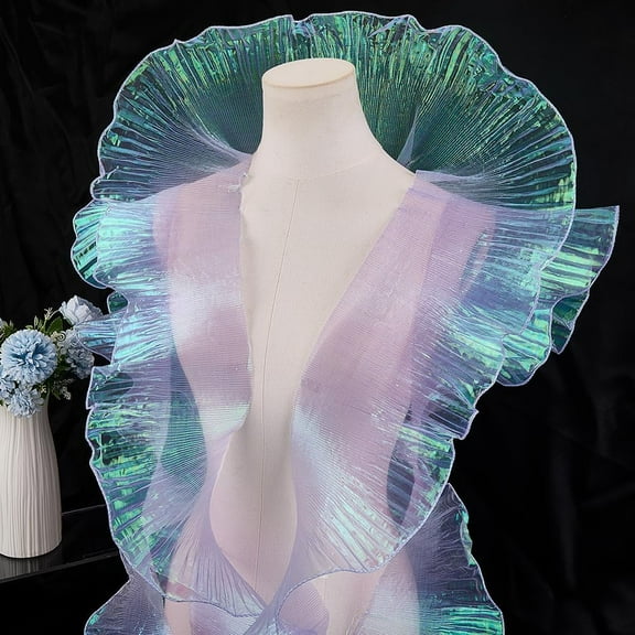 10 Yards x 5 Inch Ruffle Pleated Lace Trim Ribbon Organza Tulle Fabric Ruffled Lace Border Edge Trimming Decorative Applique for Sewing Dress Wedding Bag Costume Cake Decor DIY Craft Lilac