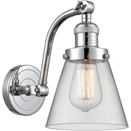 

Polished Chrome Tone Wall Sconces 7 Wide Clear Glass Steel/Cast Brass Medium Base LED 1 Light Fixture
