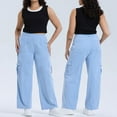 thumbnail image 4 of YDFCWXW Womens Plus Size Cargo Jeans Pants Wide Leg Jeans Casual High Waisted Straight Denim Pants with Pockets BU1, XL, 4 of 7