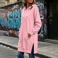 thumbnail image 5 of Kezqiaxn Womens Hoodie Fashion Solid Color Side Slit Casual Long Sweatshirts Long Sleeve Drawstring Pullover Tops with Pockets, 5 of 7