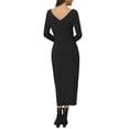 thumbnail image 3 of INSPIRE CHIC Robe Midi Décontractée à Manches Longues Col en V Automne Hiver pour Femmes m Noir, 3 of 5