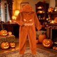 thumbnail image 6 of Family Matching Halloween Pajamas,Halloween Pumpkin Onesie Family Matching Set, Fuzzy Jack O' Lantern Plush Pajama Sleepwear with Hooded Pumpkin Stem, Fall Halloween Family Matching Loungewear-A,L, 6 of 8