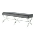 thumbnail image 2 of Erika Grey Velvet Bench - Acrylic X-Legs, 2 of 8