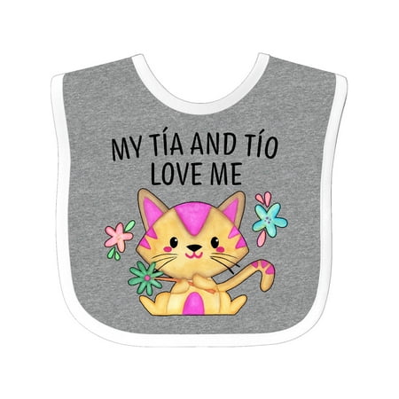 

Inktastic My Tía and Tío Love Me with Cute Kitten and Flowers Gift Baby Boy or Baby Girl Bib