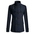 thumbnail image 4 of SPRING PARK Men's Winter Long Sleeve Thick Lapel Collar Double-breasted Pockets Woolen Slim Trench Coat, 4 of 6