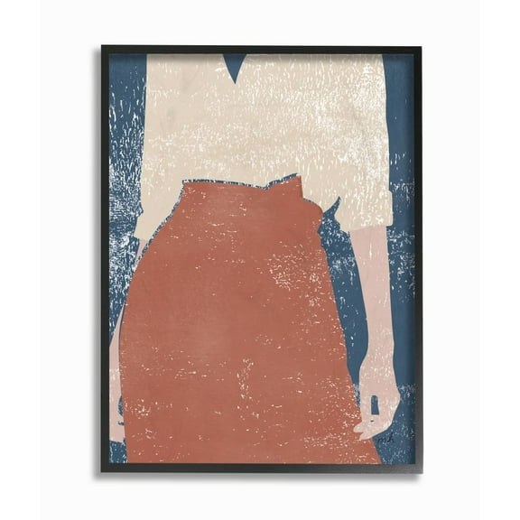 Stupell Industries Standing Person Red Blue Textured Surface Design Graphic Art Black Framed Art Print Wall Art, 16x20, by Moira Hershey