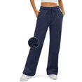 thumbnail image 2 of TrendOFT Womens Wide Leg Sweatpants Baggy Straight Leg Open Bottom Joggers Pants Workout High Waisted Yoga Pants With Pockets Navy S, 2 of 7