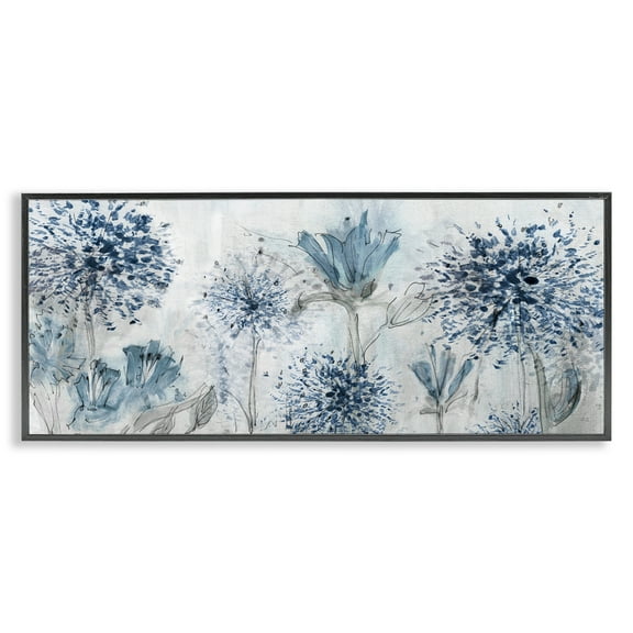 Stupell Industries Speckled Flower Impressions Botanical & Floral Painting Black Framed Art Print Wall Art, 24 x 10