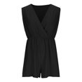thumbnail image 5 of Fancifize Women V Neck Jumpsuit Sleeveless Dressy Romper Tie Waist Summer Night Out Outfit with Pockets XL,Black, 5 of 8