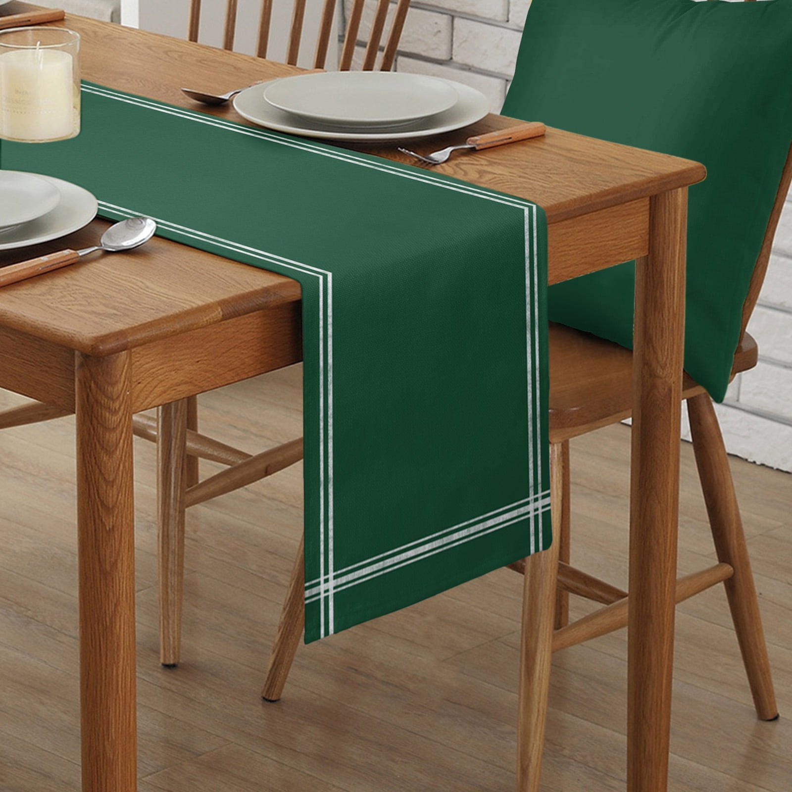 Table Runner Dresser Scarves 90 Inch Long, Modern Minimalism Hunter Green Linen Dining Table Runners St Patricks Olive Green Tabletop Scarf for Wedding Holiday Party Kitchen