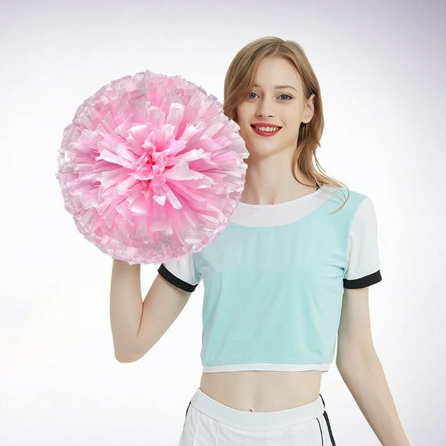 Hbdhejl 2Pcs Cheerleaders Handheld Color Flower Sports Activities Performance Cheering Supplies Round High Density Color Strip Lightweight Double Finger Ring Buckle Design Anti Slip Off