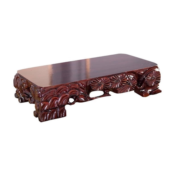 Adorno de pedestal de madera con tallado de raíces, jarrón rectangular for el hogar, soporte de exhibición de tetera