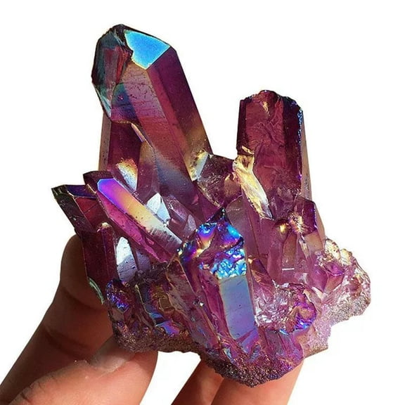 VIVIDELLE 120g Large Natural Aura Purple Titanium Bismuth VUG Crystal Cluster Stone Reiki