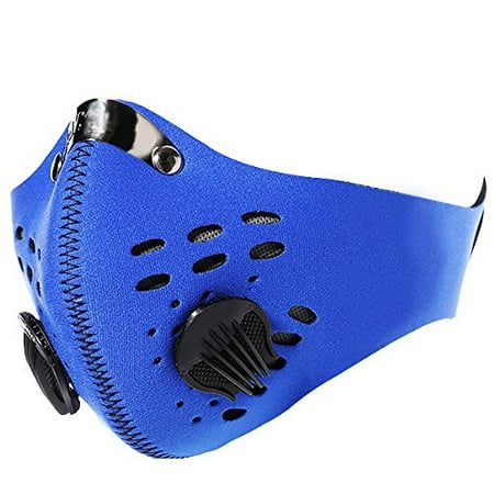 Unisex Anti Dust Mask Breathable Neoprene Half Mask Motorcycle Bicycle Cycling Bike Ski Half Face Activated Carbon Filter Mask Color:Blue
