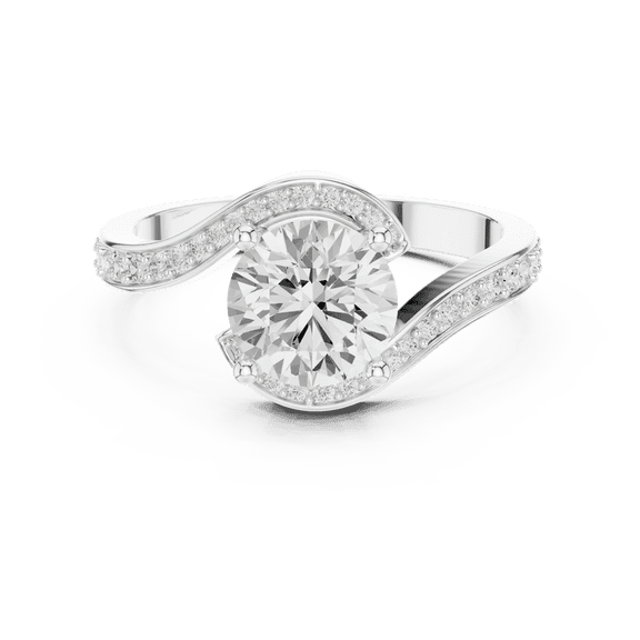 Zuwelria 1.73 Carat Wonderful Round Shape Moissanite Diamond Engagement Ring - Bridal Ring - Promise Ring | 18K White Gold Over Sterling Silver | D/VVS1 Size 5