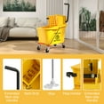 thumbnail image 6 of HOMCOM Mop Bucket with Wringer on Wheels for Floor Cleaning, 38 Quart Down Press Wringer with Handle, Yellow, 6 of 9