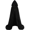 thumbnail image 3 of ALIZIWAY Capa con capucha reversible de terciopelo forrada con satén renacentista medieval Halloween Navidad Cosplay disfraz, 3 of 4