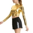 thumbnail image 3 of Jdlsppl Men's Long Sleeve T Shirt Halloween Metallic Crop Top High Neck Outfit Mardi Gras Soft Sexy Summer Blouse Golden X-Large, 3 of 4