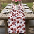 thumbnail image 4 of Red Floral Table Runner 36 Inches, Vintage Cornflower Leaves Rustic Plants Bed Runner Dresser Scarves Tabletop for Indoor Outdoor Parties/Ceremony/Banquet, 13"x 36", 4 of 9