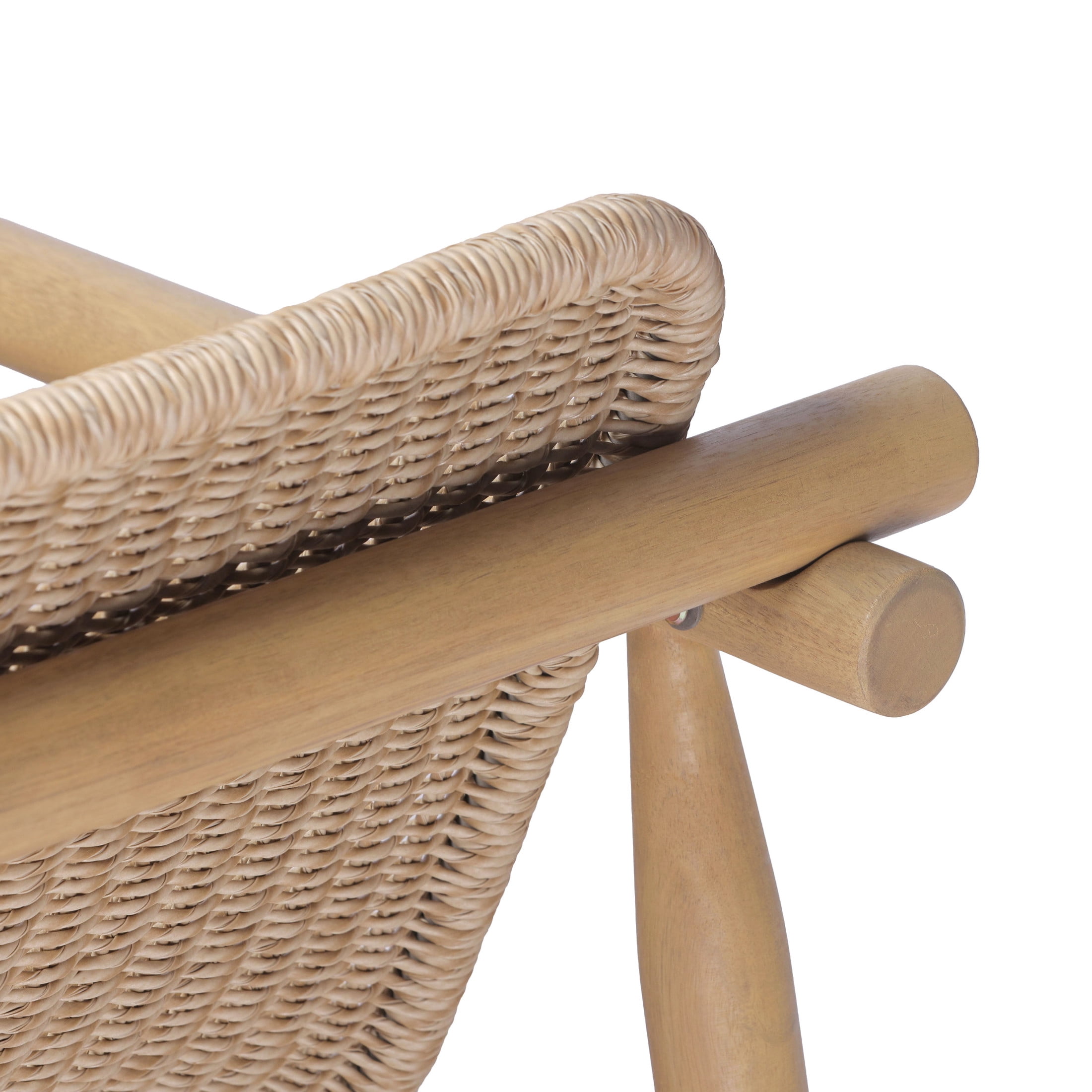 Christopher Knight Home Bohemian Patio Lounge Chair, Acacia Wood with Wicker Seat, Light Teak+Beige