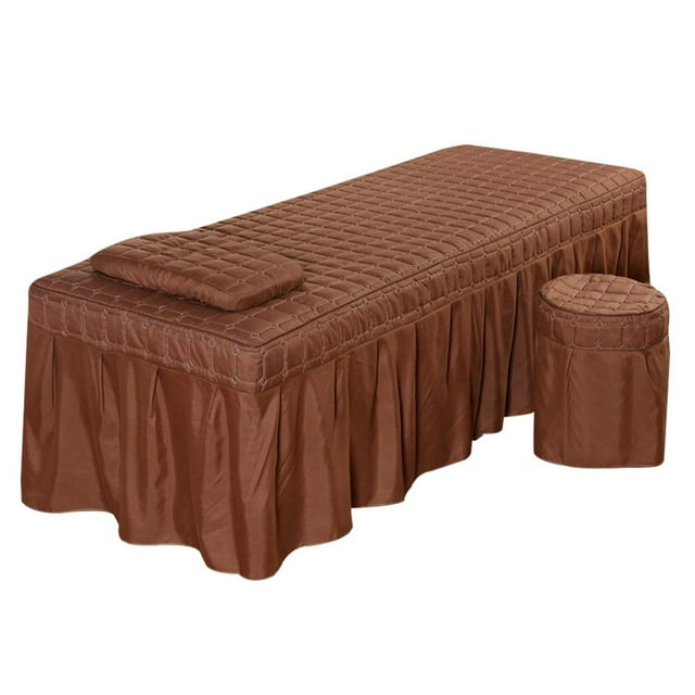 DOLITY Housse de Tabouret pour Table de Massage SPA, Jupe de Lit, Taie d'Oreiller, Café-L