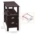 thumbnail image 3 of HOMCOM Slim End Table with 2 Drawers and Storage Shelf, Sofa Side Table, 3 of 10