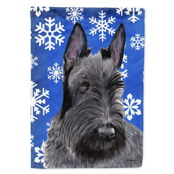 Carolines Treasures SC9386-FLAG-PARENT Scottish Terrier Winter Snowflakes Holiday Flag  multicolor