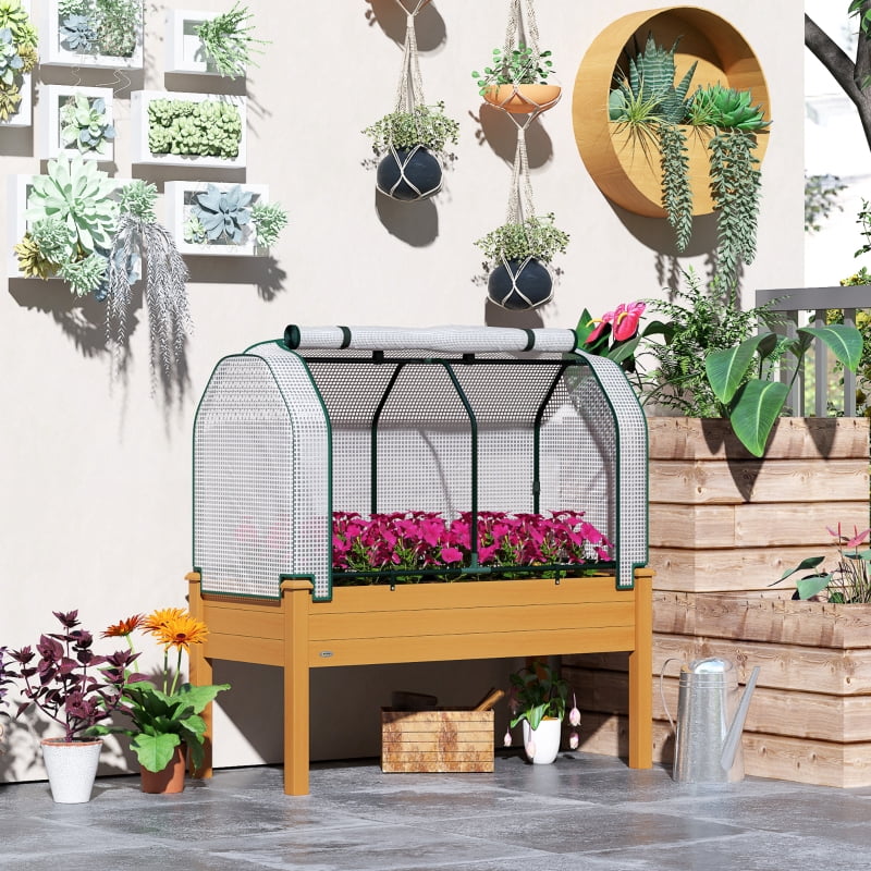 Alvantor 48"x22"x46" Sand Raised Garden Bed with PE Cover, Elevated Planter Box, Outdoor Greenhouse