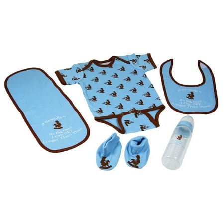 Cowboy Baby Boys Blue 5pc Western Outfit Feeding Gift Set