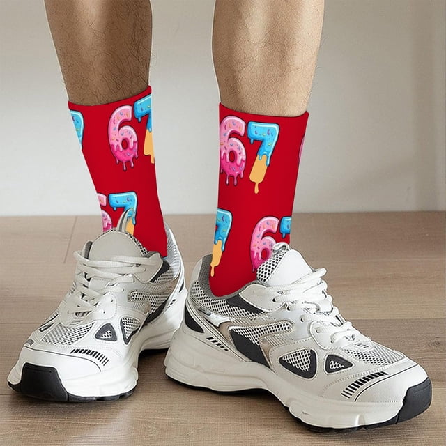 Chaussettes Rouges Tricotées avec Animaux Chaussettes Mi-Mollet Glace 6 7 Chaussettes Mi-Mollet pour Maman et Femmes