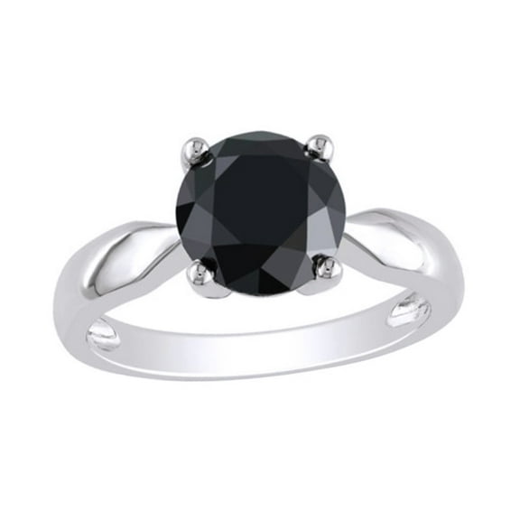 AFFY Black Natural Diamond Solitaire Ring In 10k White Gold (3 Cttw)