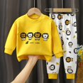 thumbnail image 2 of Toddler Boy Clothes Boys Fall Winter Round Neck Long Sleeve Elastic Waist 0 6 12 18 24 Months 2T 3T Everyday Outfit Outfits 2 PC Boys Girls Clothes Pajamas Set, 2 of 5