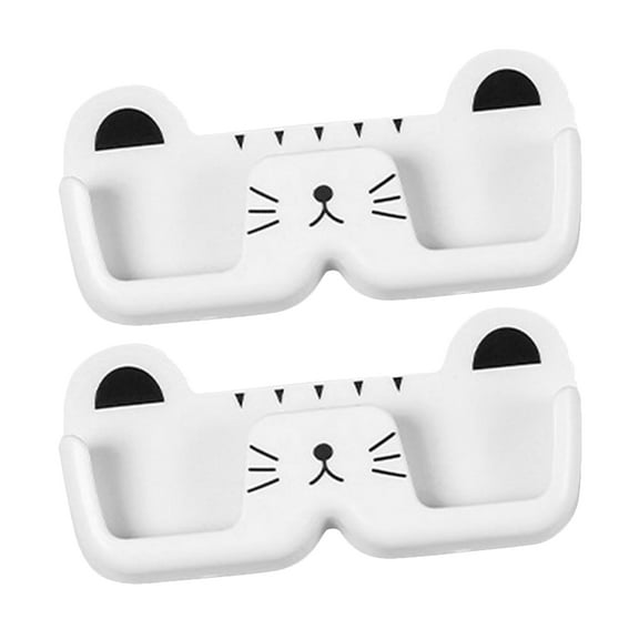 IDEANATEGRATE 2Pcs Sunglass Organizer Cat-Shaped Wall-Mounted Space-Saving Storage White PP 6.88X3.34X1.18In