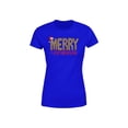 thumbnail image 2 of Playera Blusa Con Estampado Merry Christmas Estilo Animal Print Ropa Para Mujer Color Azul Talla Chica Marca Emil SaEs, 2 of 4