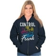 thumbnail image 3 of Control Freak Nerd Video Gaming Gamer Unisex Fleece Graphic Zip Up Hoodie Brisco Brands 2X, 3 of 5